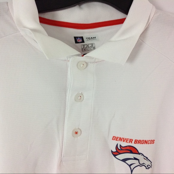 Denver Broncos Polo Shirt Size L White Orange - Picture 2 of 5